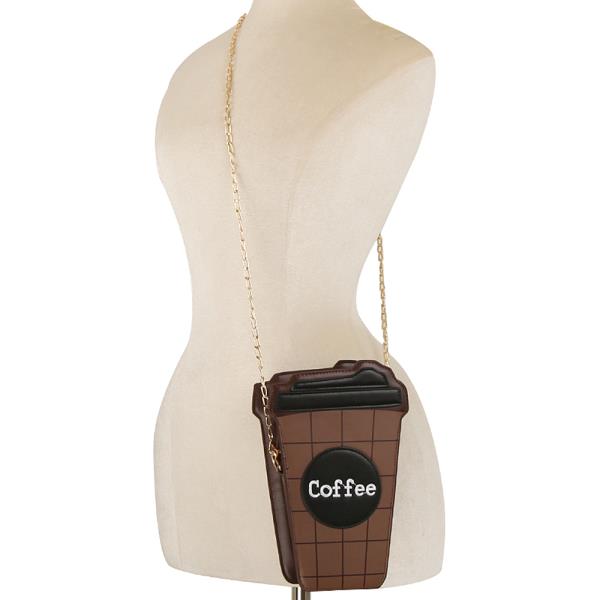 COFFEE DESIGN SHAPE CROSSBODY BAG