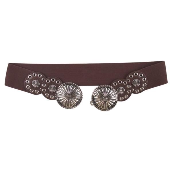 WESTERN METAL DOUBLE CONCHO ELASTIC BELT