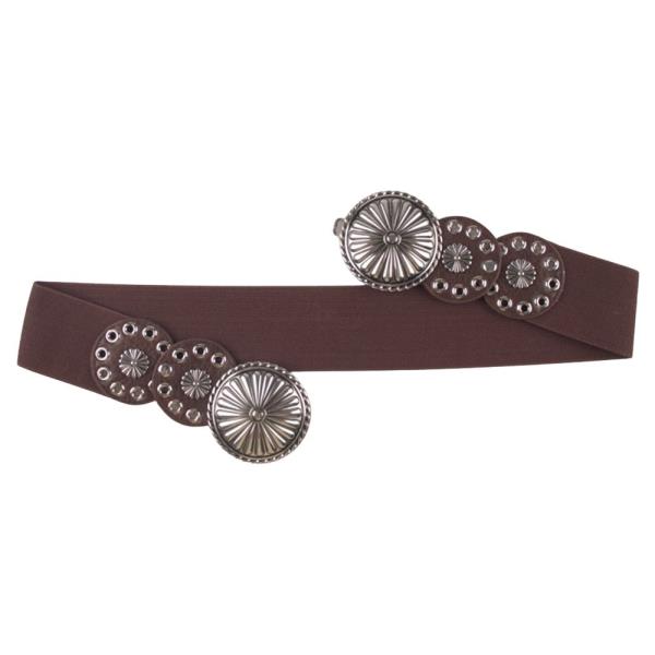 WESTERN METAL DOUBLE CONCHO ELASTIC BELT