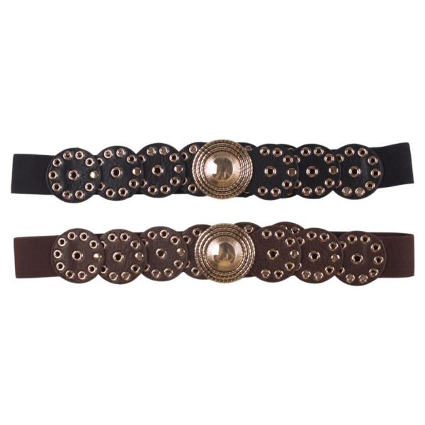 WESTERN ROUND CONCHO ELASTIC BELT
