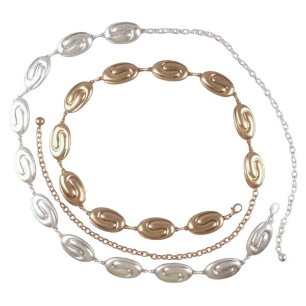 OVAL METAL DESIGN LINK HOOK BELT