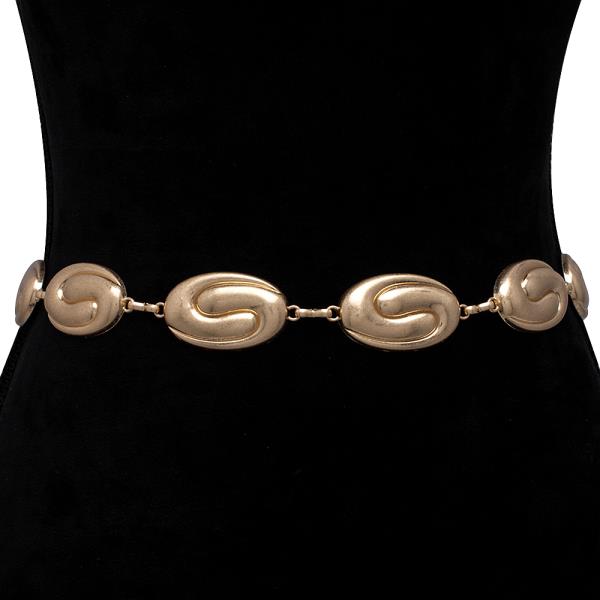OVAL METAL DESIGN LINK HOOK BELT