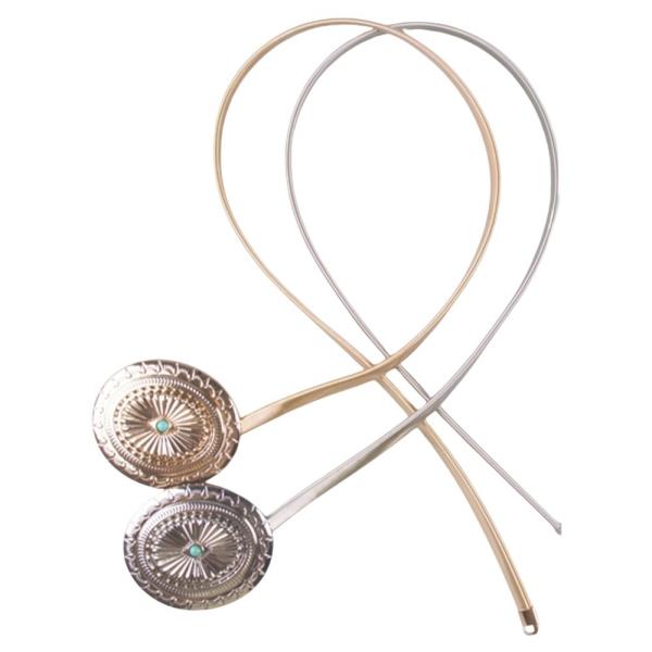 WESTERN ENGRAVED METAL CONCHO THIN BELT