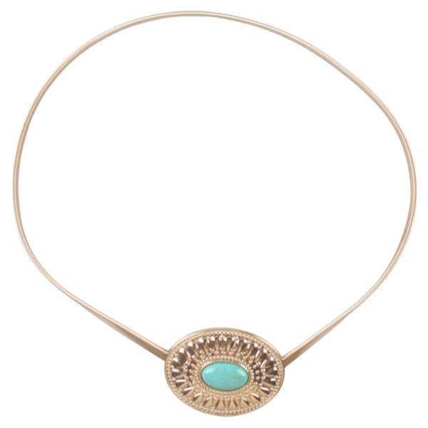 WESTERN TURQUOISE OVAL CONCHO THIN BELT