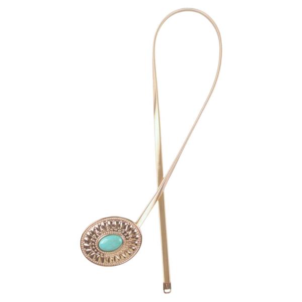 WESTERN TURQUOISE OVAL CONCHO THIN BELT