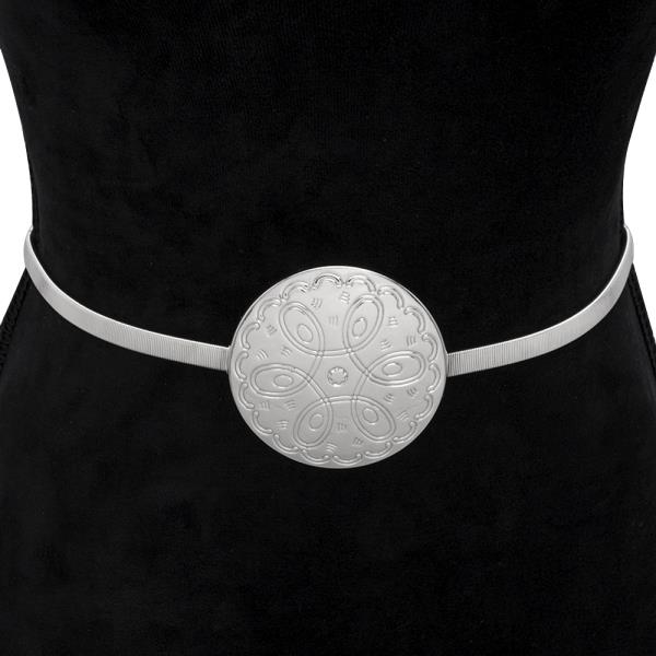 WESTERN ENGRAVED METAL CONCHO THIN BELT