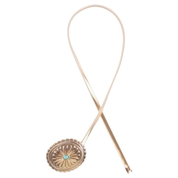 WESTERN ENGRAVED METAL CONCHO THIN BELT