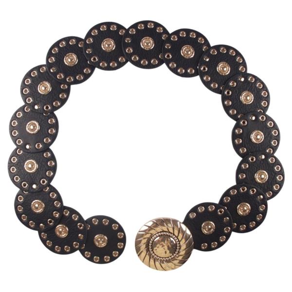 Y2K ROUND STUDDED WESTERN CONCHO FAUX LEATHER BELT