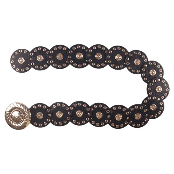 Y2K ROUND STUDDED WESTERN CONCHO FAUX LEATHER BELT