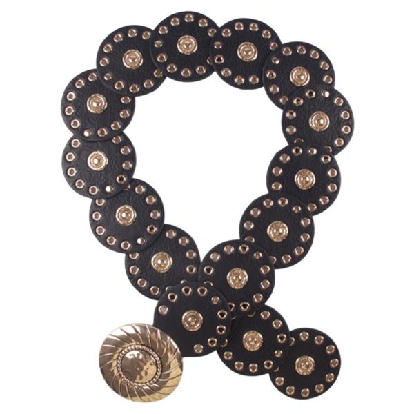 Y2K ROUND STUDDED WESTERN CONCHO FAUX LEATHER BELT