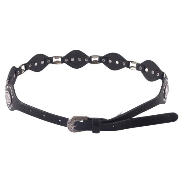 WESTERN CONCHO FAUX LEATHER BELT
