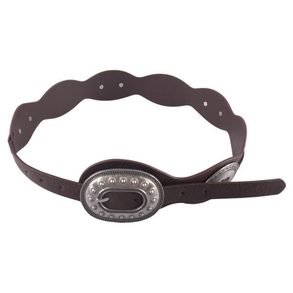 WESTERN OVAL CONCHO FAUX LEATHER BELT