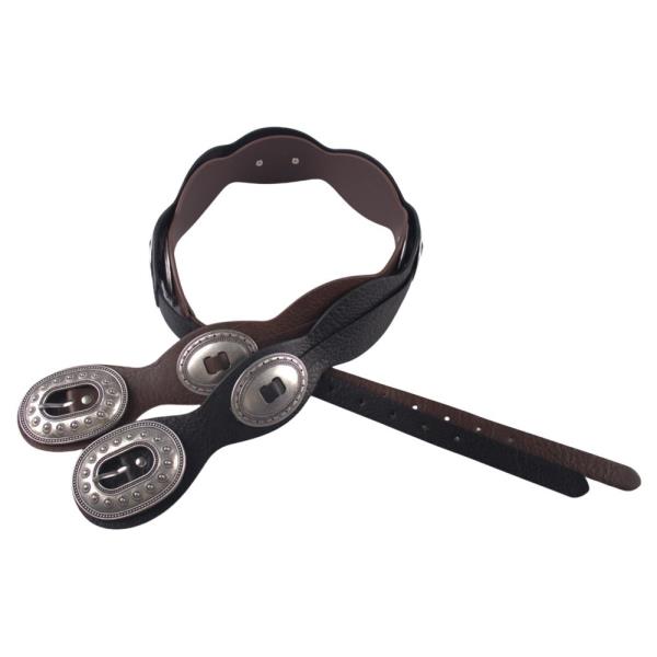 WESTERN OVAL CONCHO FAUX LEATHER BELT