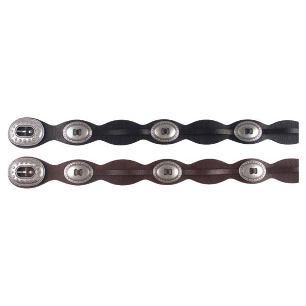 WESTERN OVAL CONCHO FAUX LEATHER BELT