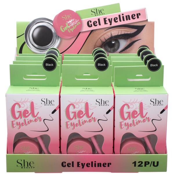 SHE MAKEUP GEL EYELINER (12 UNITS)