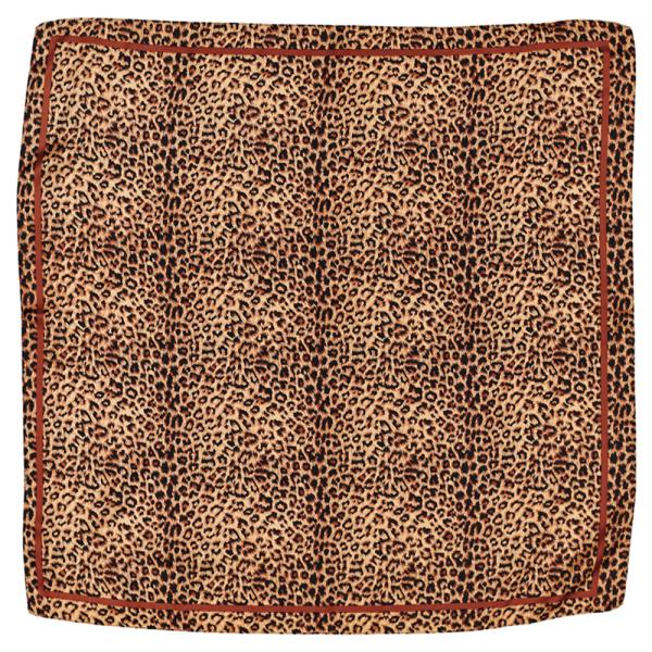 LEOPARD PRINTED SILKY SQUARE BANDANA NECK SCARF