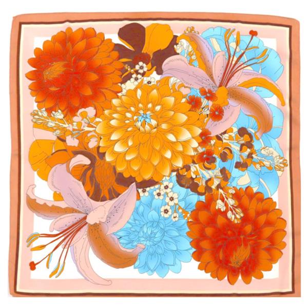 FLORAL PRINTED SILKY SQUARE BANDANA NECK SCARF