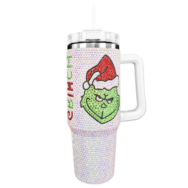 CHRISTMAS RHINESTONE SANTA GRINCH TUMBLER CUP