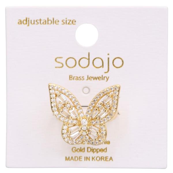 SODAJO BUTTERFLY CZ GOLD DIPPED ADJUSTABLE RING