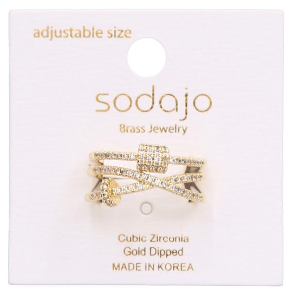 SODAJO CZ GOLD DIPPED ADJUSTABLE RING