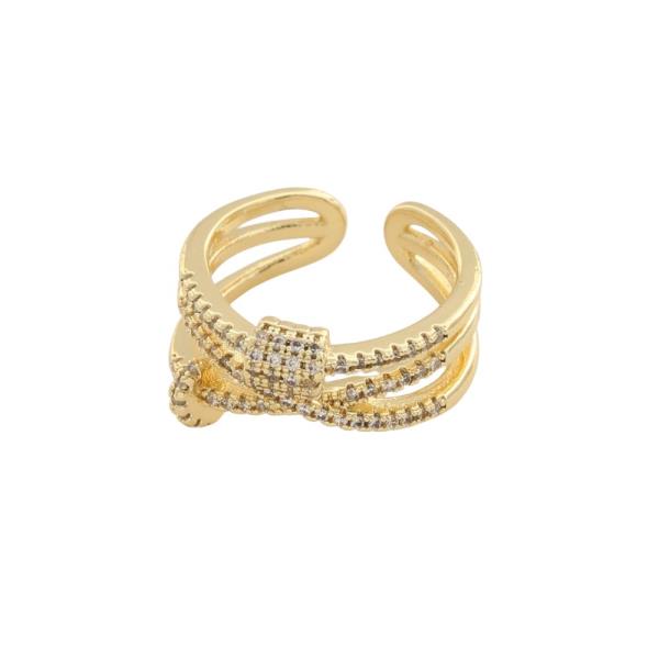 SODAJO CZ GOLD DIPPED ADJUSTABLE RING