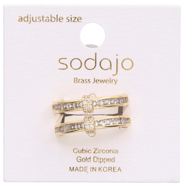 SODAJO CZ BEAD GOLD DIPPED ADJUSTABLE RING