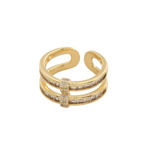 SODAJO CZ BEAD GOLD DIPPED ADJUSTABLE RING