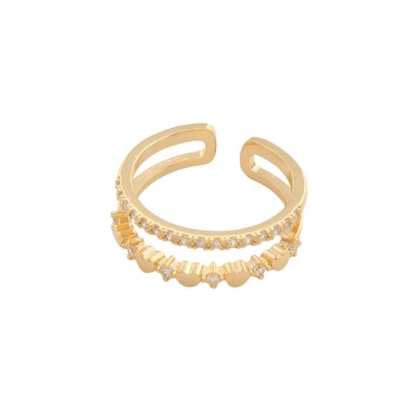 SODAJO CZ GOLD DIPPED ADJUSTABLE RING