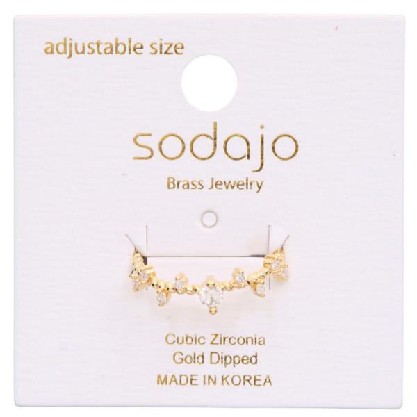 SODAJO DAINTY CZ GOLD DIPPED ADJUSTABLE RING