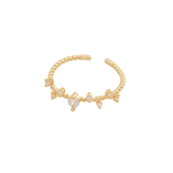 SODAJO DAINTY CZ GOLD DIPPED ADJUSTABLE RING