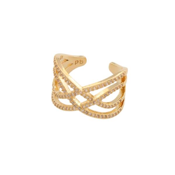 SODAJO CZ CRISS CROSS ADJUSTABLE RING