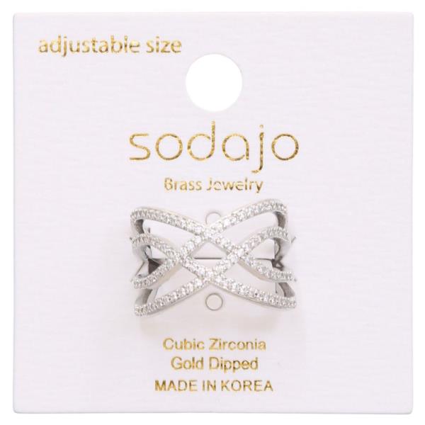 SODAJO CZ CRISS CROSS ADJUSTABLE RING