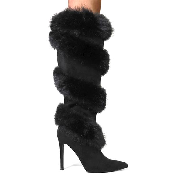 HIGH HEEL SPIRAL FUR BOOTS 12 PAIRS