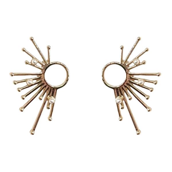 TEXTURED METAL RAYBURST STUD EARRING
