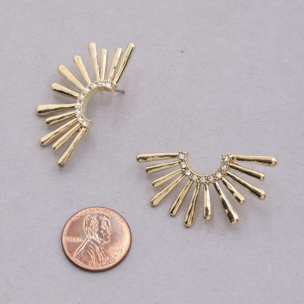 HALF CIRCLE METAL RHINESTONE EARRING