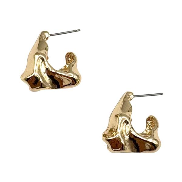 TEXTURED METAL ABSTRACT HOOP EARRING