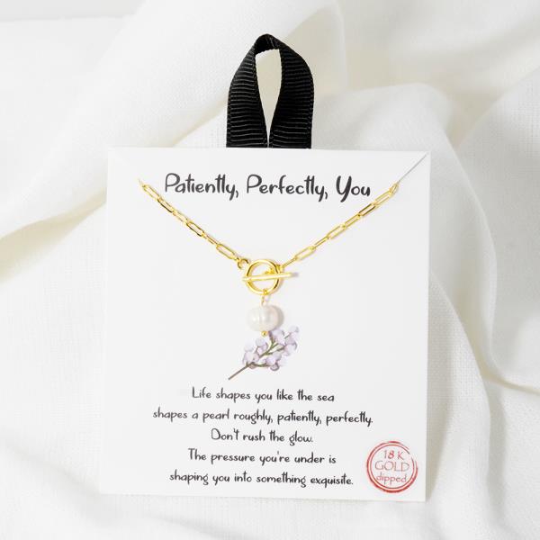 18K GOLD RHODIUM PATIENTLY PERFECTLY YOU PEARL NECKLACE