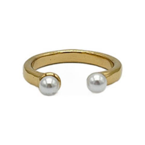 STAINLESS STEEL PEARL BEAD OPEN RING