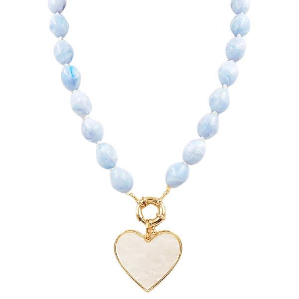 HEART CHARM BEADED NECKLACE