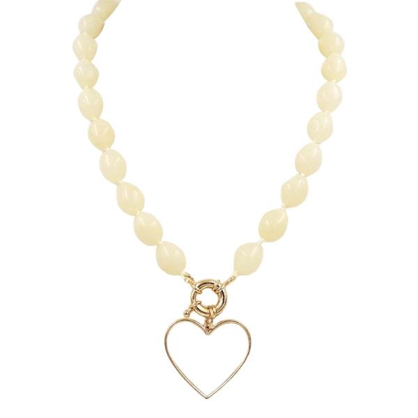HEART CHARM BEADED NECKLACE