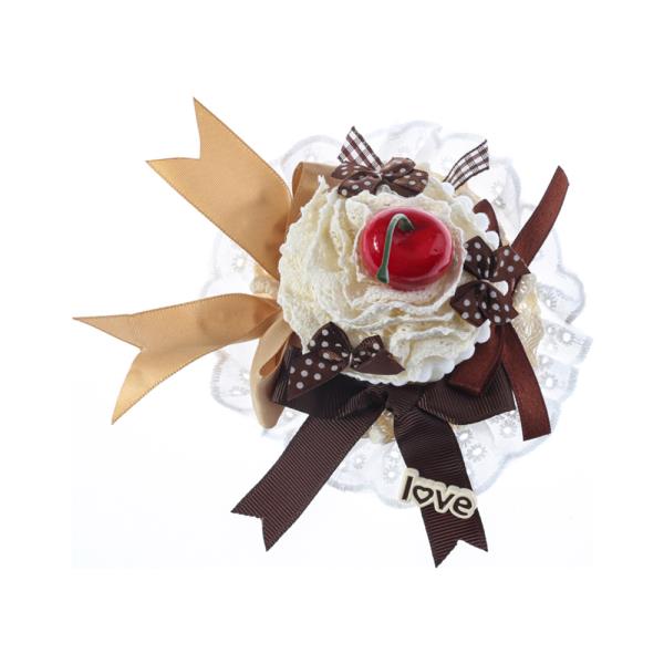 RIBBON CHERRY TOPPING HAIR PIN