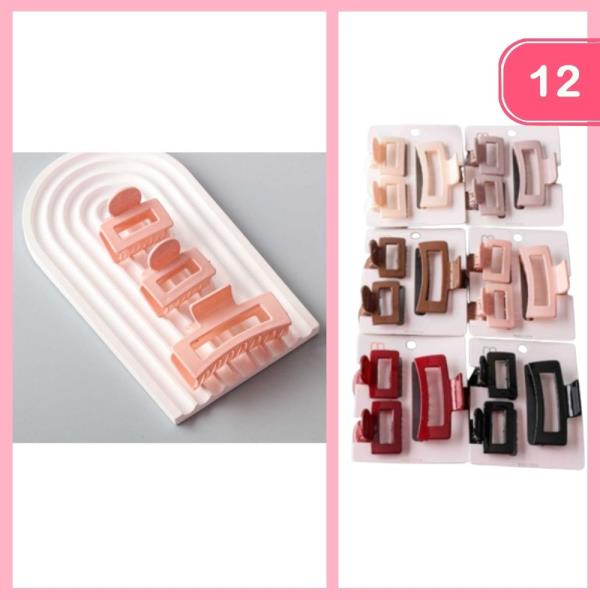 RECTANGLE ASSORTED HAIR CLAW CLIP (12 UNITS)