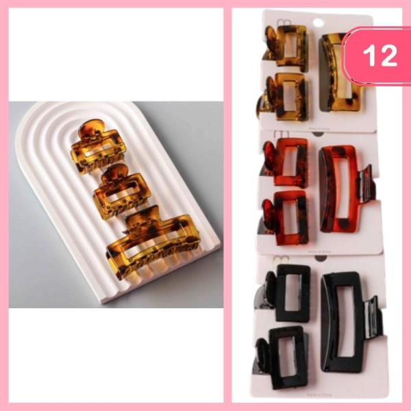 TORT ASSORTED HAIR CLAW CLIPS (12 UNITS)