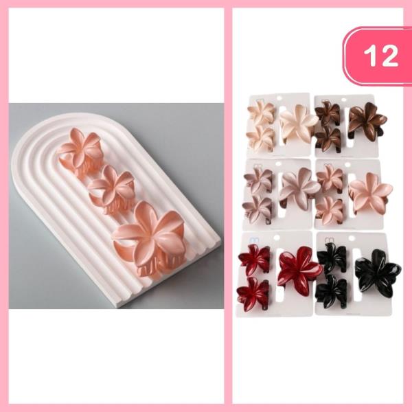 MIXED SIZE PLUMERIA HAIR CLAW CLIP (12 UNITS)