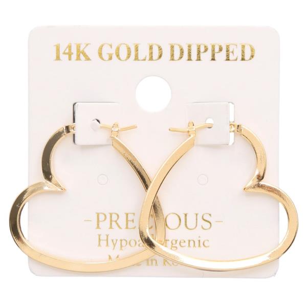 14K GOLD DIPPED HEART SHAPE HOOP EARRING