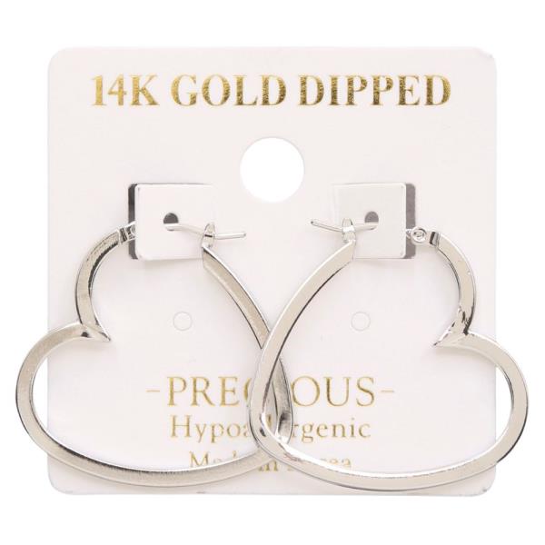 14K GOLD DIPPED HEART SHAPE HOOP EARRING