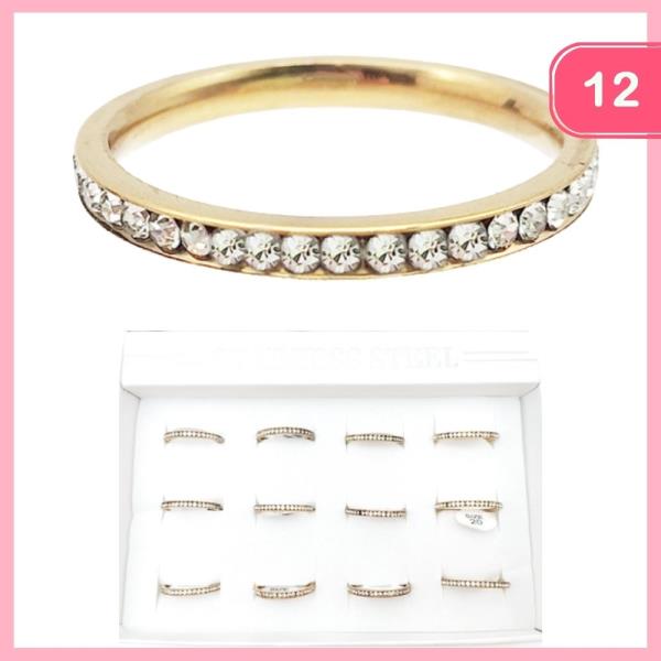 STAINLESS STEEL RHINESTONE RING (12 UNITS)