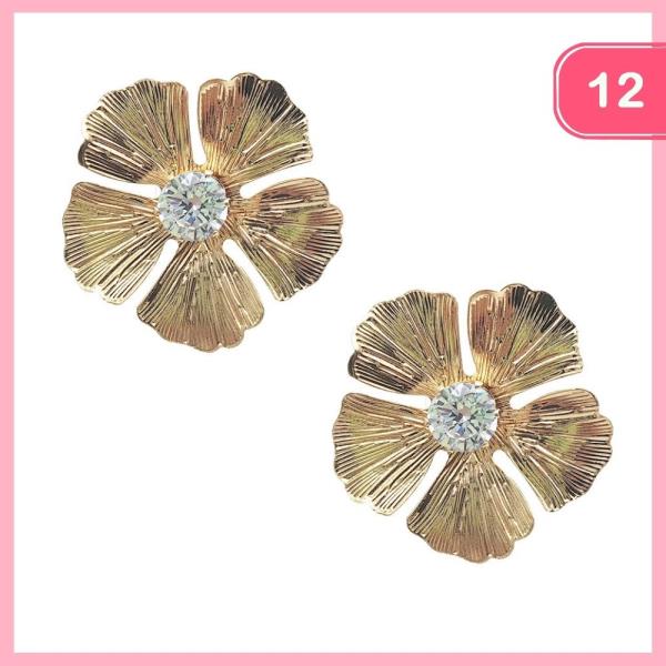RHINESTONE FLOWER POST EARRING (12 UNTIS)