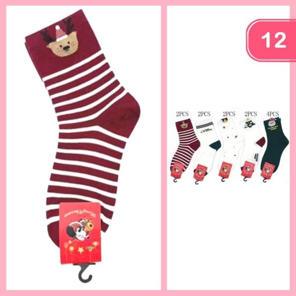 CHRISTMAS STRIPPED SOCKS (12 UNITS)