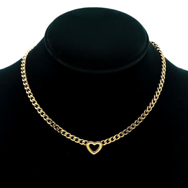 SECRET BOX HEART CHARM CHAIN GOLD STAINLESS STEEL NECKLACE
